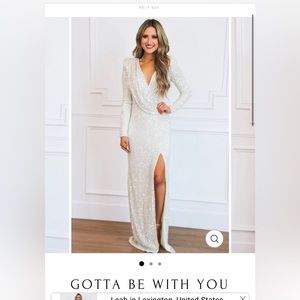 Gotta Be With You Sequin Maxi Dress: Champagne, Size M